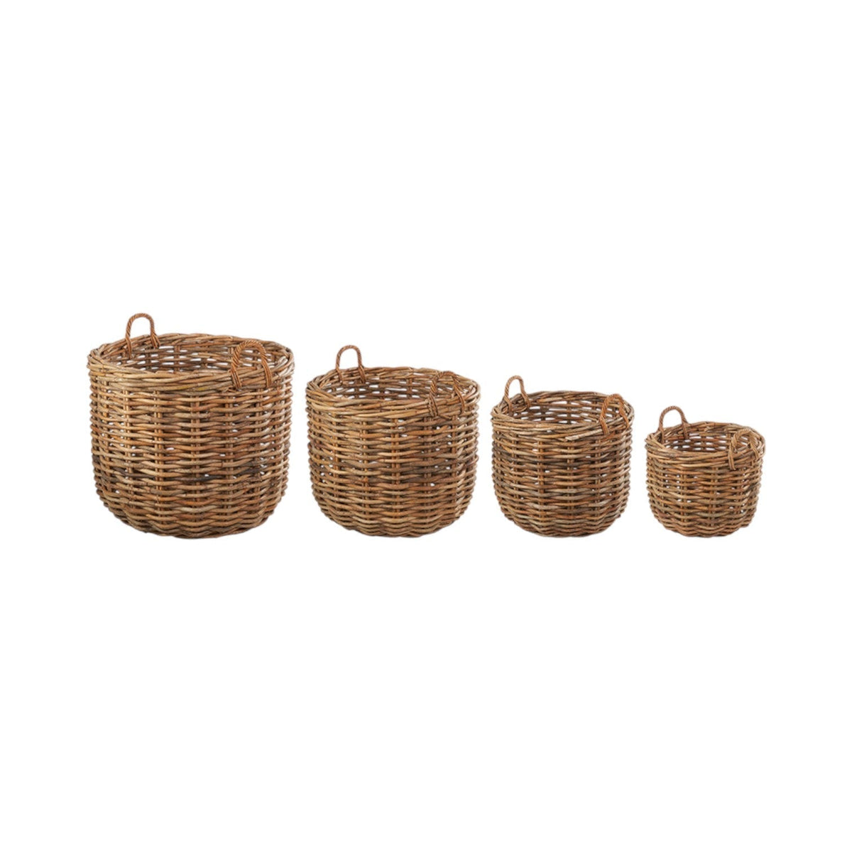 Set of 4 Chunky Rattan Round Logs Baskets