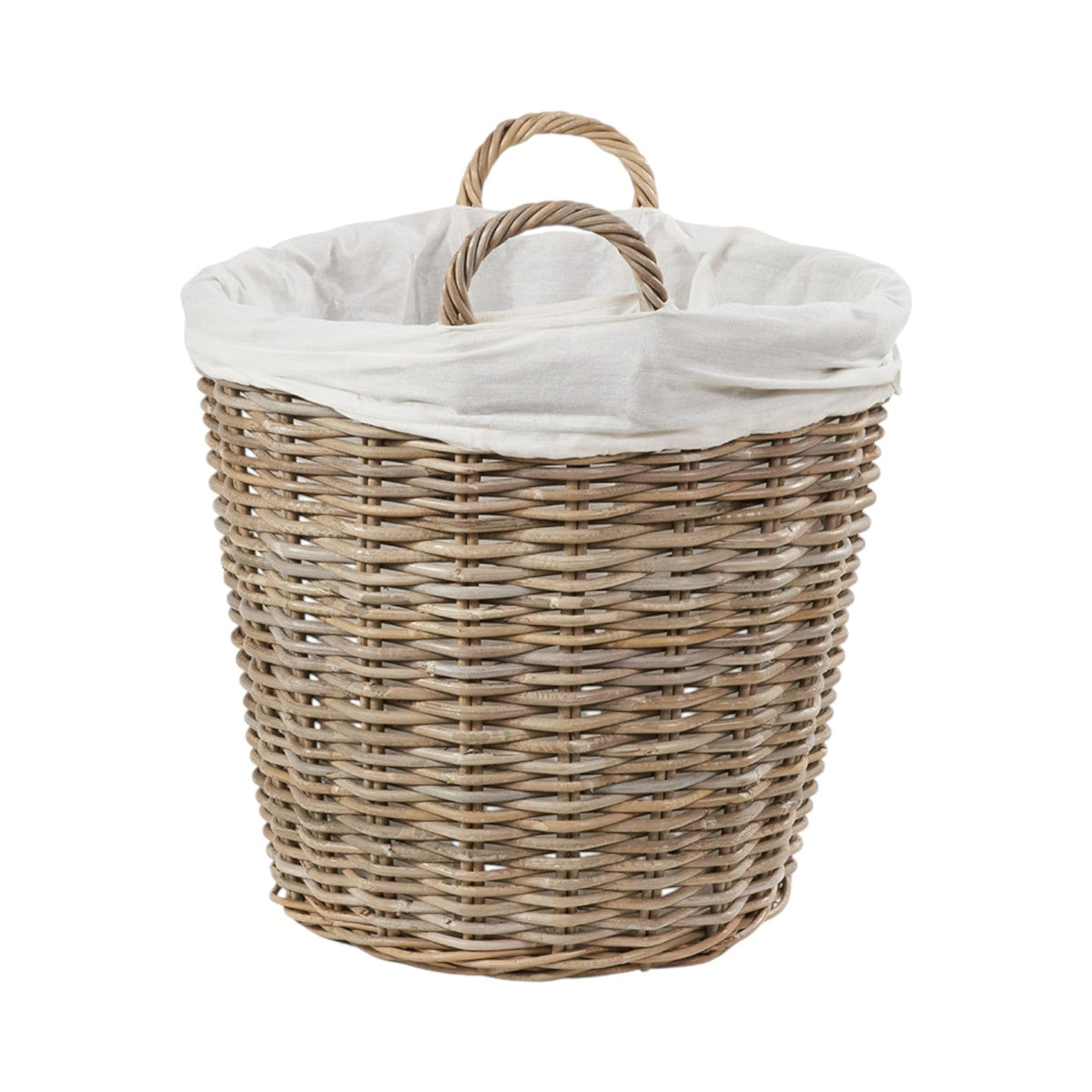 Grey Kubu Rattan Lined Round Basket
