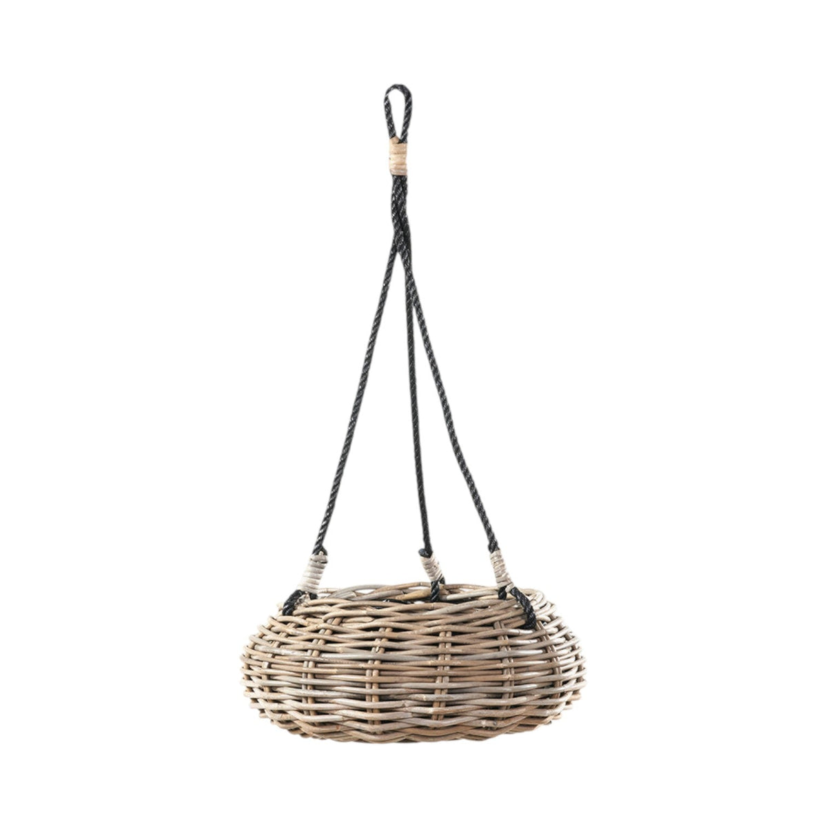 Indoor Outdoor Grey Kubu Rattan Hanging Basket