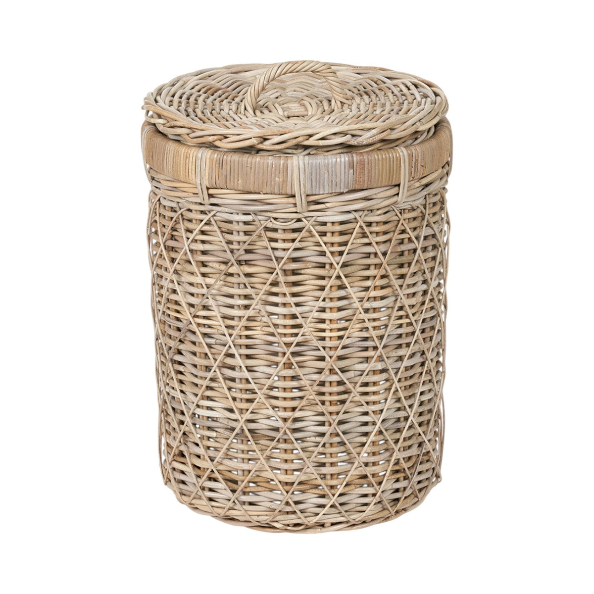 Brown Rattan Round Linen Basket