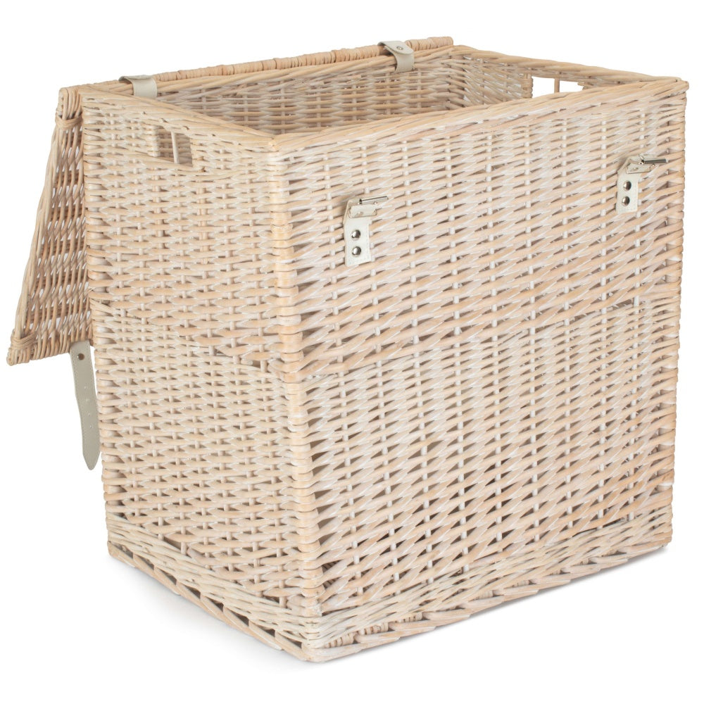 Whitewash Vintner Wicker Storage Basket