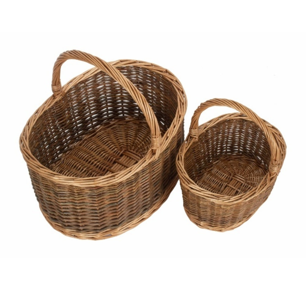 Unlined Country Oval Wicker Shopping Basket