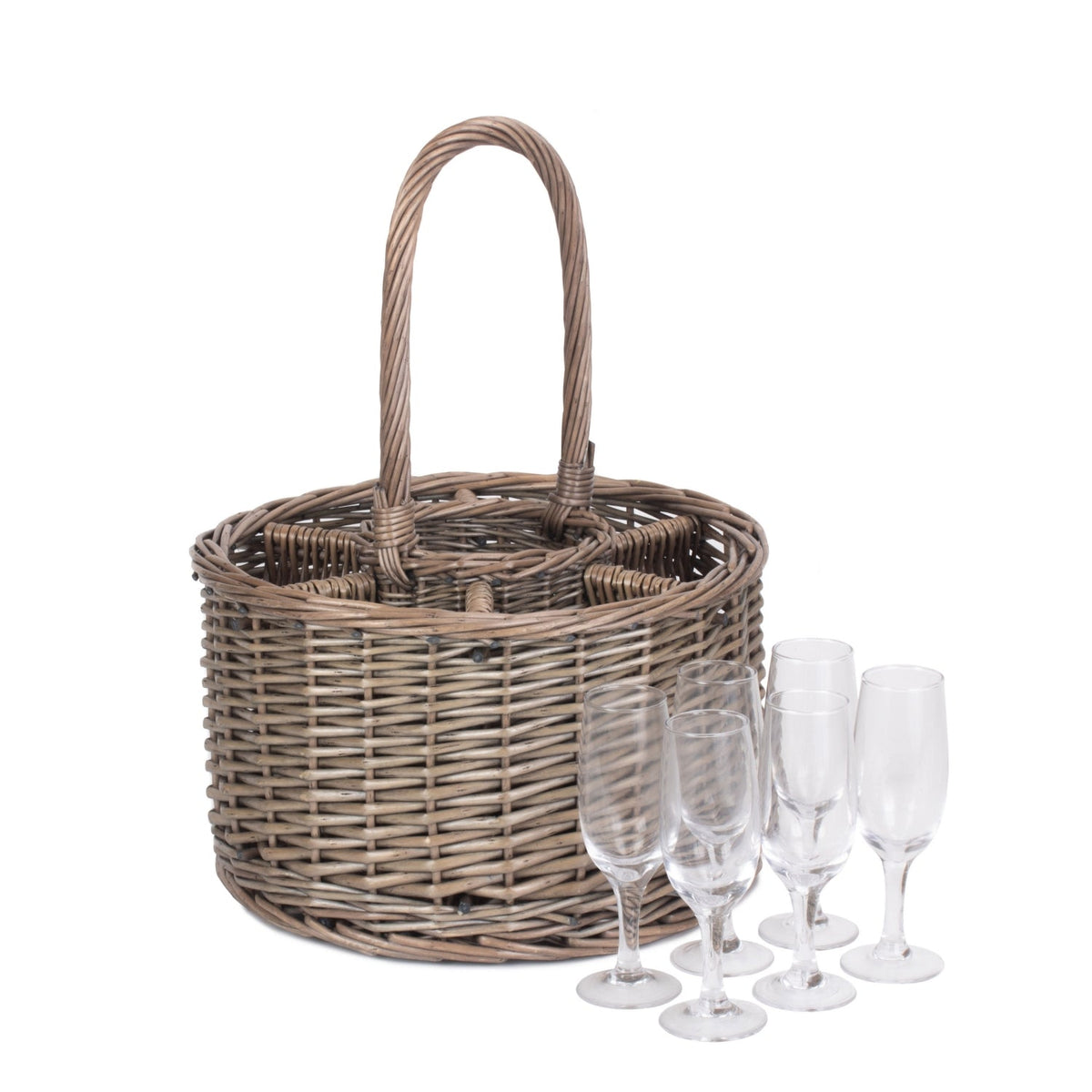 Special Event Wicker Drinks Basket with Glasses