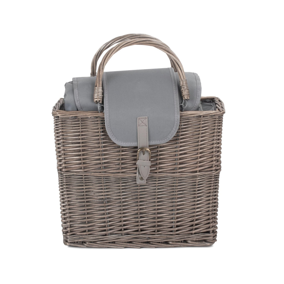 Antique Wash Willow Chiller Basket with Picnic Blanket
