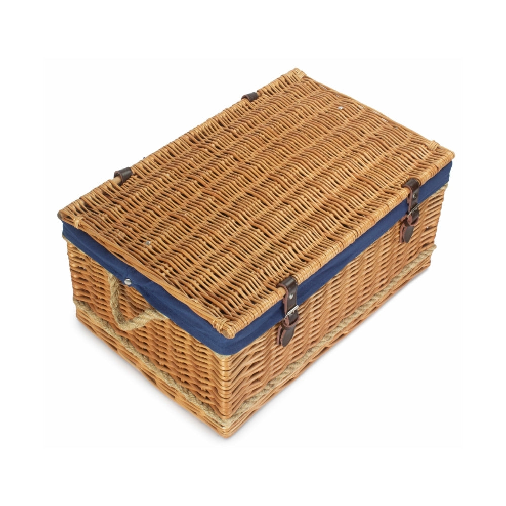 62cm Roped Handled Buff Willow Wicker Picnic Basket