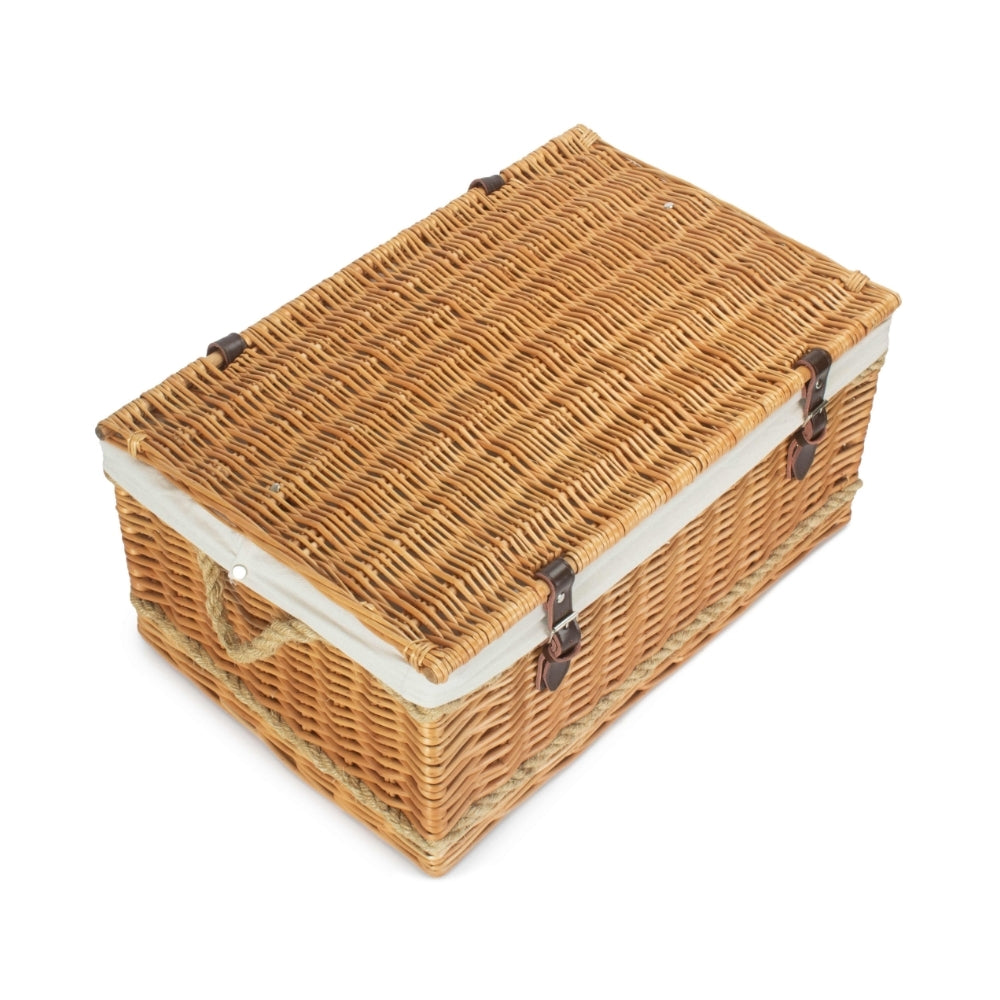62cm Roped Handled Buff Willow Wicker Picnic Basket