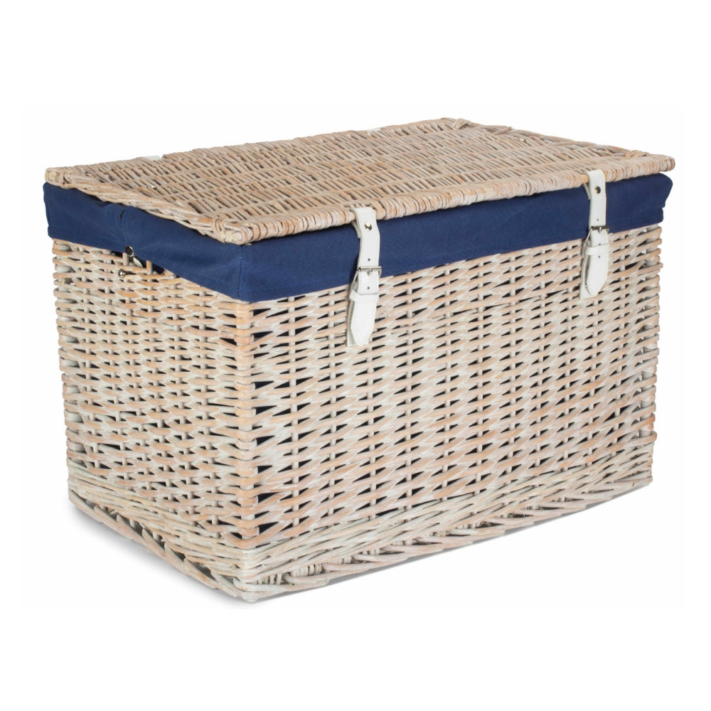 60cm Whitewash Chest Wicker Storage Basket