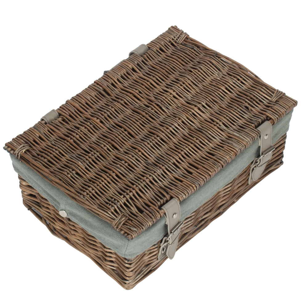 36cm Antique Wash Willow Wicker Picnic Basket