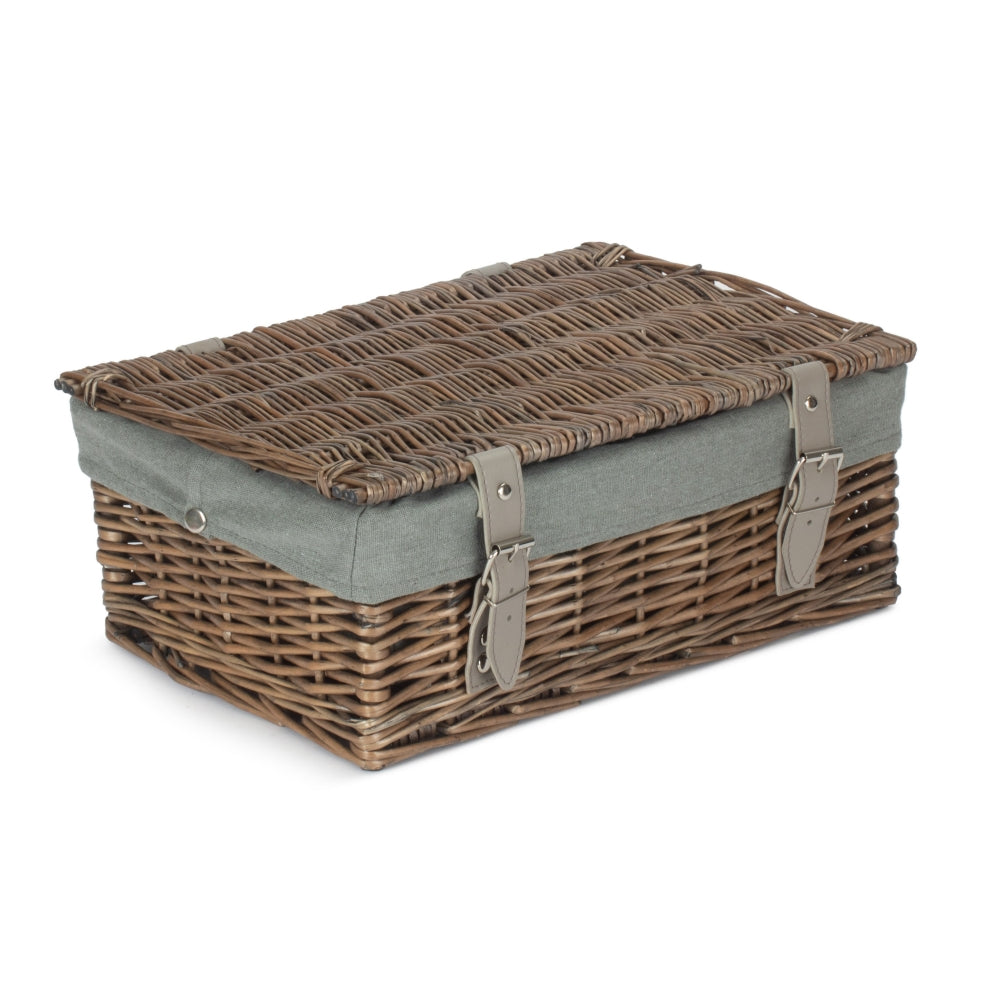 36cm Antique Wash Willow Wicker Picnic Basket