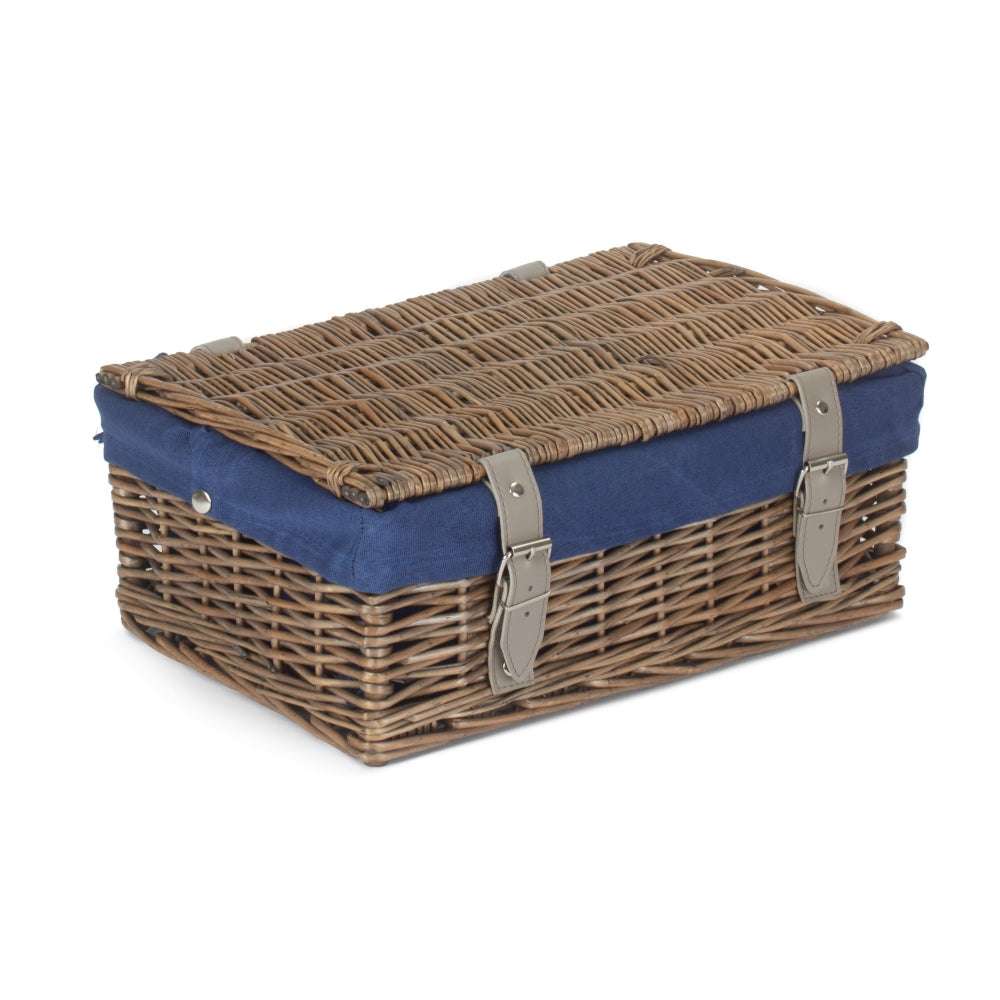 36cm Antique Wash Willow Wicker Picnic Basket