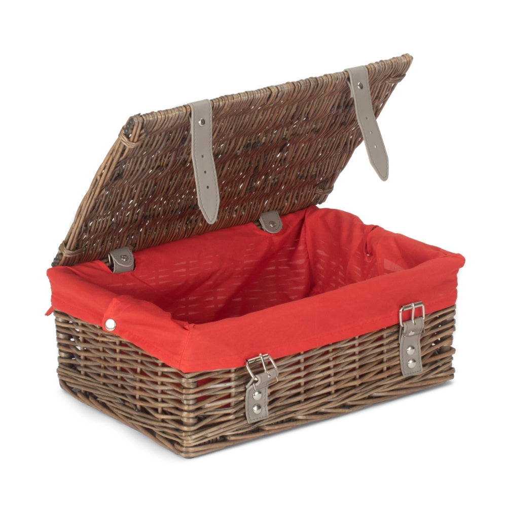 36cm Antique Wash Willow Wicker Picnic Basket