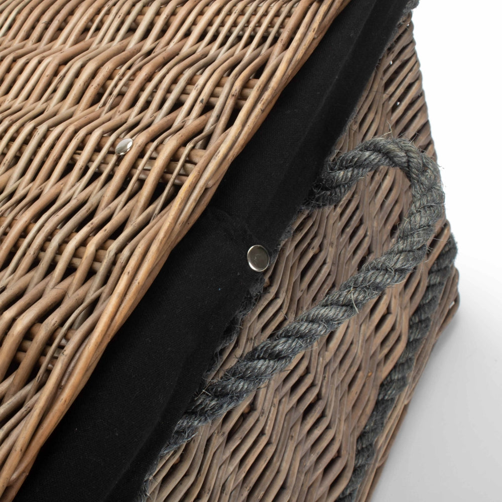 72cm Antique Wash Rope Handled Picnic Basket