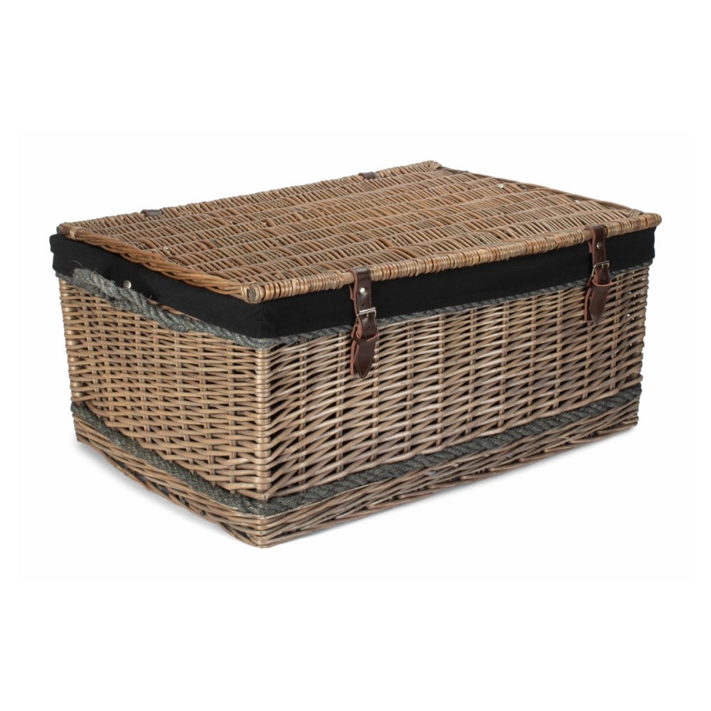 72cm Antique Wash Rope Handled Picnic Basket