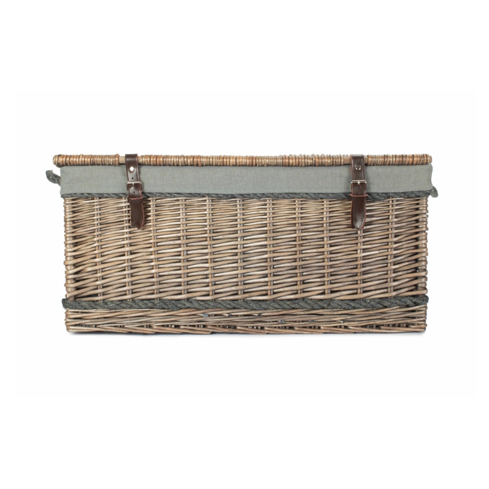 72cm Antique Wash Rope Handled Picnic Basket