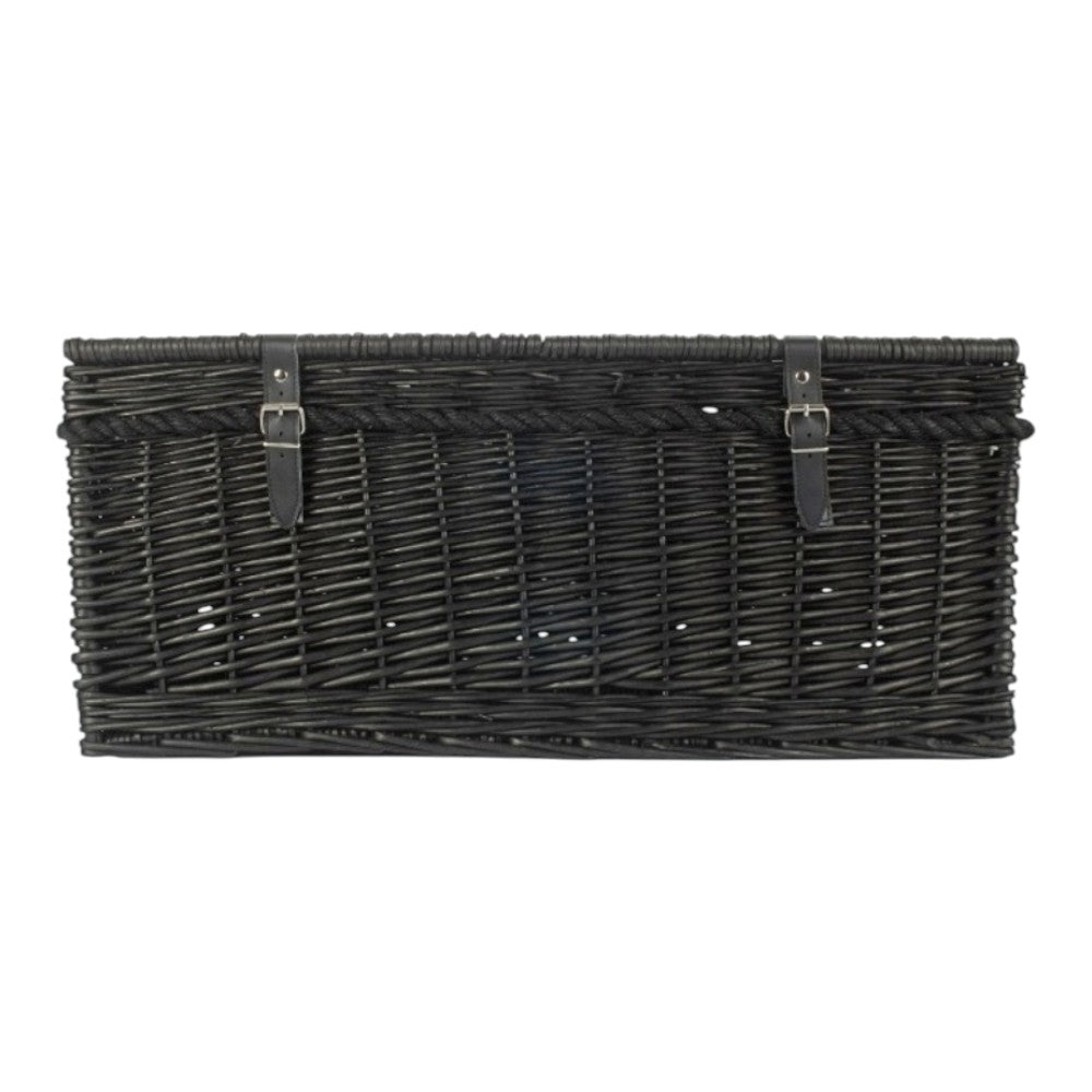 67cm Black Wicker Rope Handled Picnic Basket
