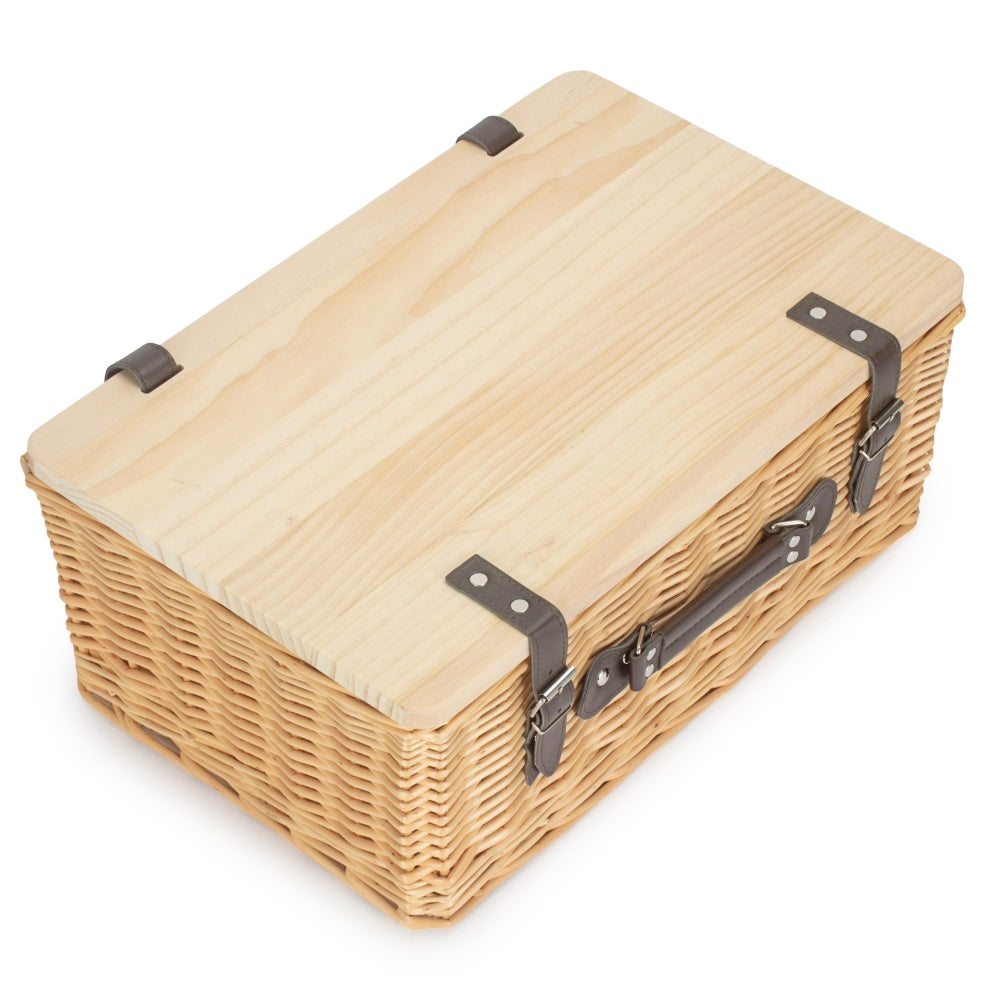 Buff Willow Empty Picnic Basket with Pinewood Lid