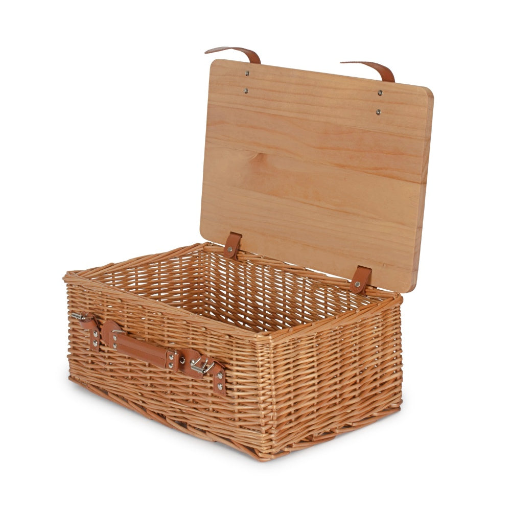 Double Steamed Empty Picnic Basket with Pinewood Lid