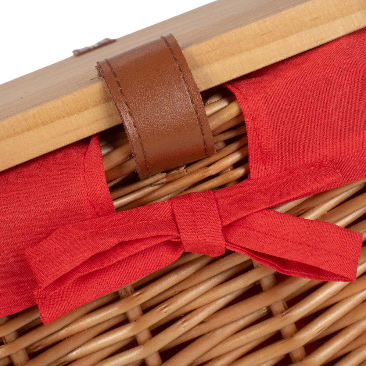 Double Steamed White Lined Willow Empty Picnic Basket with Pinewood Lid