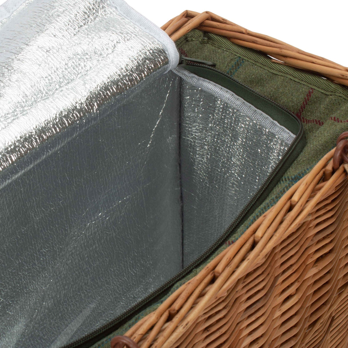 Green Tweed Rectangular Wicker Cooler Basket