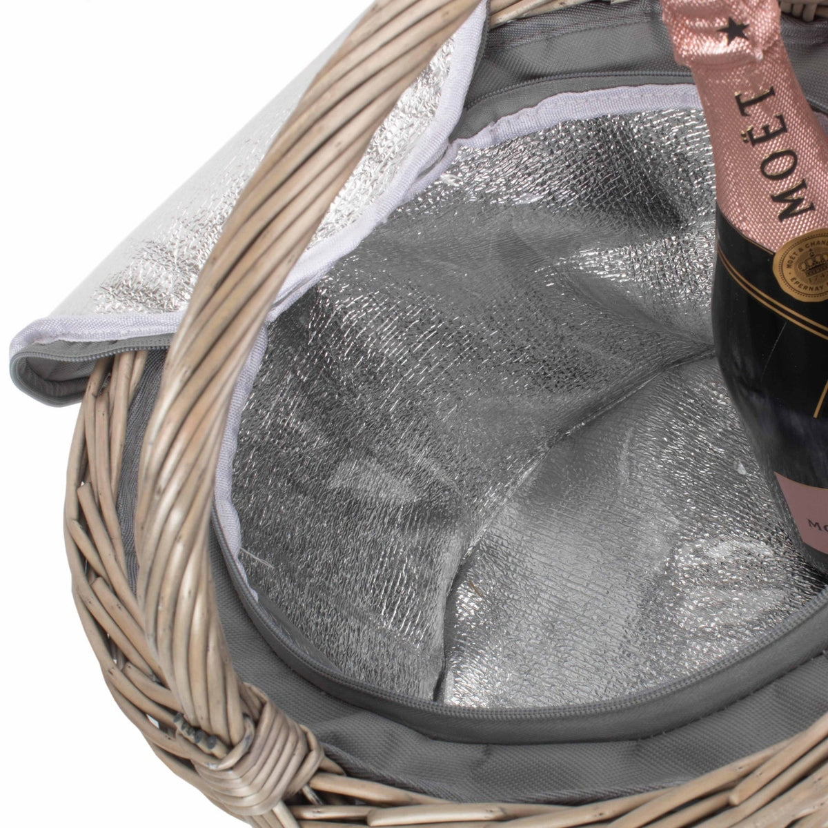 Wicker Round Grey Chiller Picnic Basket