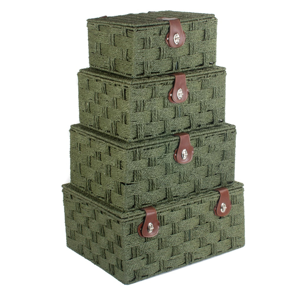 Twisted Green Paper Storage Basket