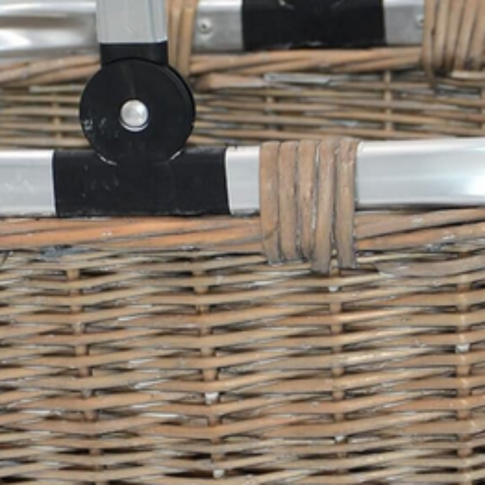 Grey Wash Folding Aluminium Handle Shopping Basket