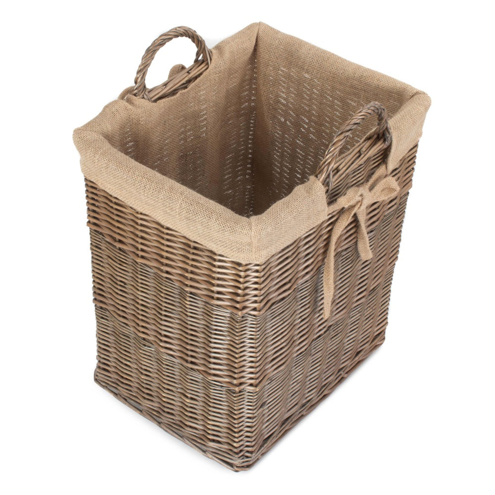 Wicker Rectangular Wicker Log Basket with Lining
