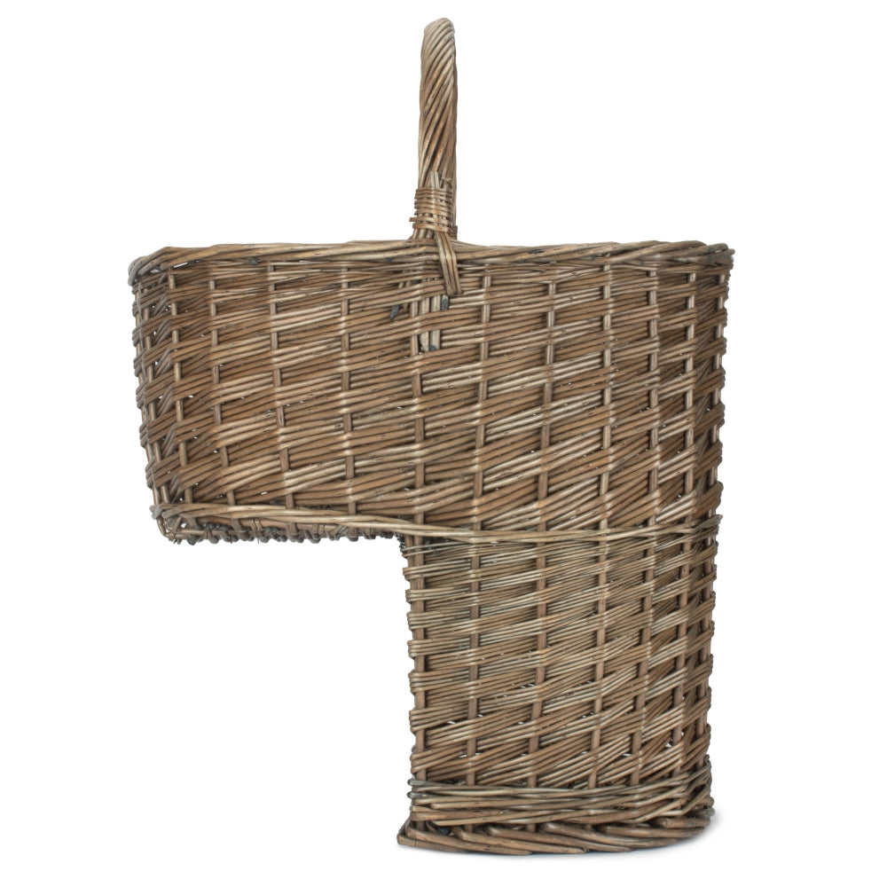Antique Wash Willow Wicker Stair Basket