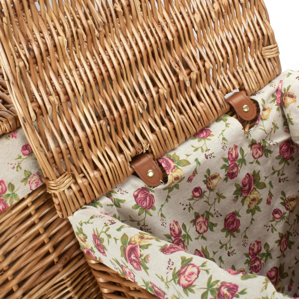 Garden Rose Lining Light Steamed Square Wicker Laundry Basket