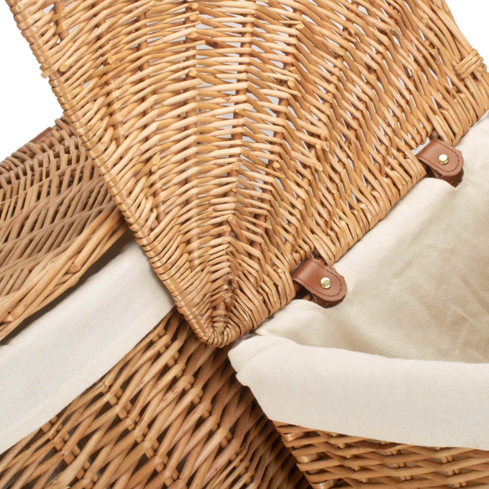 Light Steamed Corner White Cotton Lined Wicker Laundry Basket