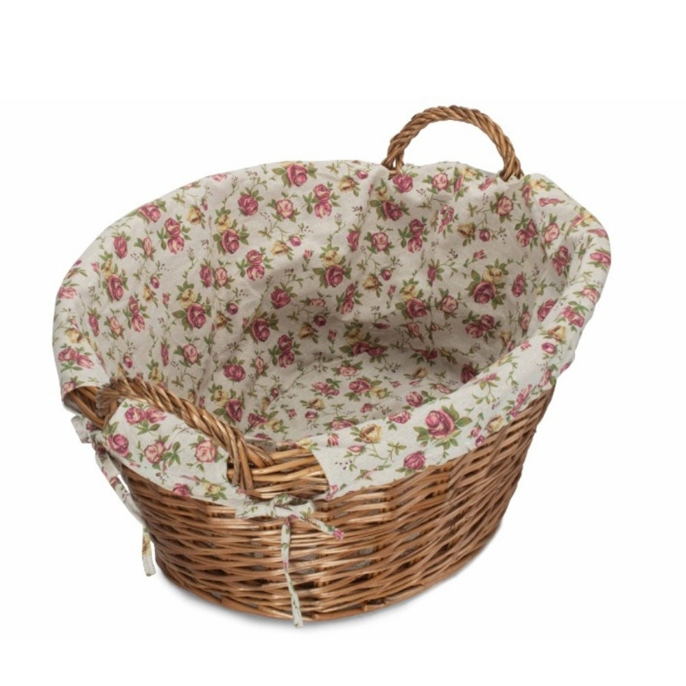 Light Steamed Lined Wicker Laundry Wash Basket