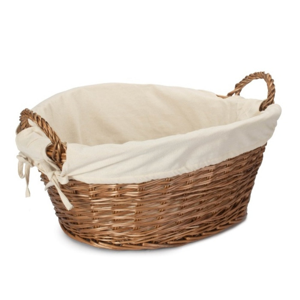 Light Steamed Lined Wicker Laundry Wash Basket