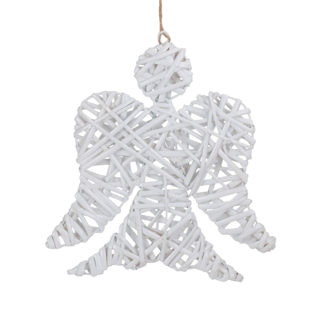White Angel Wicker Hanging Christmas Decoration