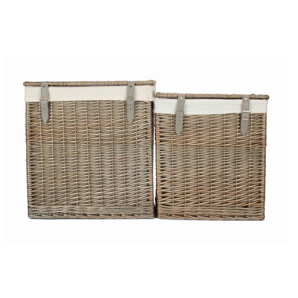 Boutique Antique Wash Wicker Laundry Basket With Lining