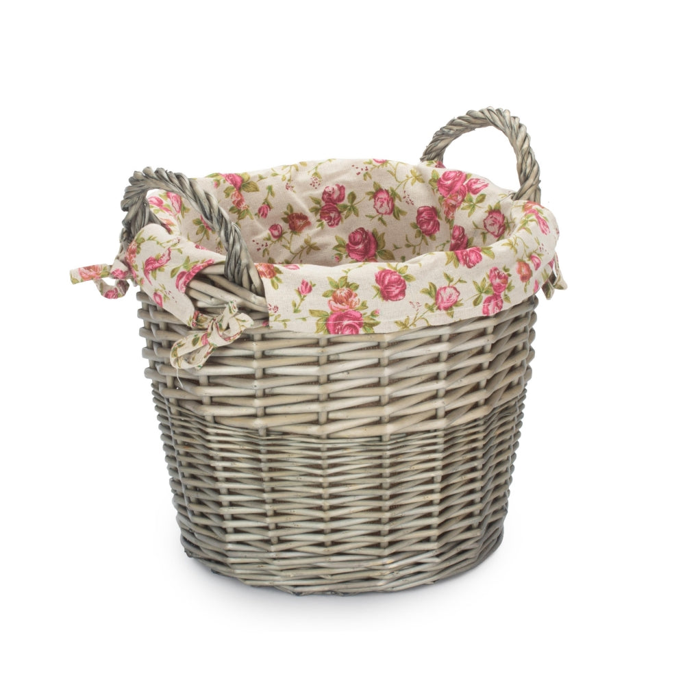 Craft Wicker Basket With Garden Rose Lining