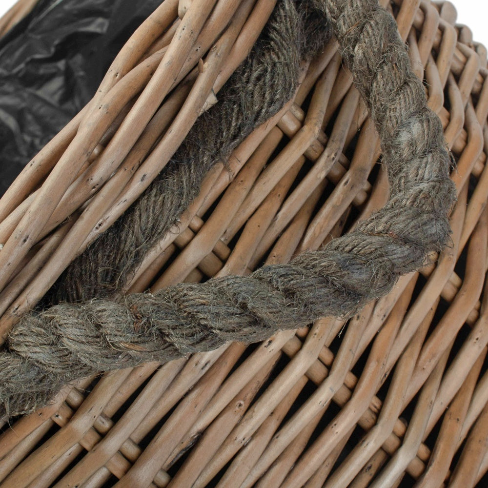 Round Willow Patio Planter With Black Plastic Lining