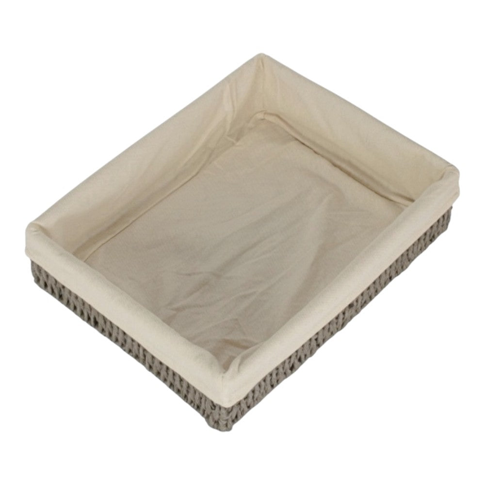 Rectangular Grey Straight-sided White Cotton Linen Paper Rope Trays