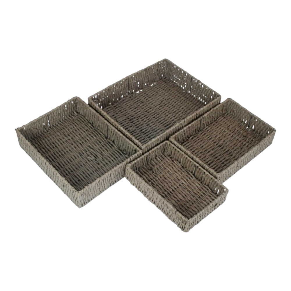 Rectangular Grey Straight-sided Paper Rope Trays
