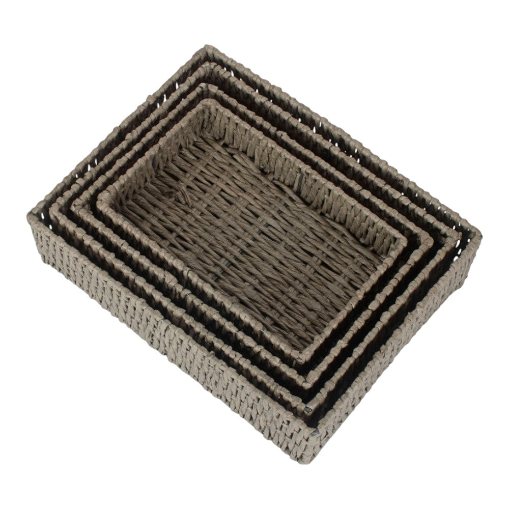 Rectangular Grey Straight-sided Paper Rope Trays