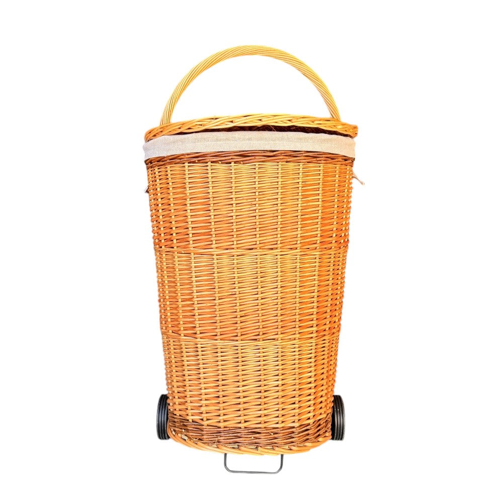 Full Buff Willow Wheeled Shopping Basket
