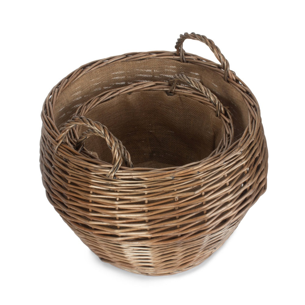 Antique Wash Stumpy Wicker Log Basket