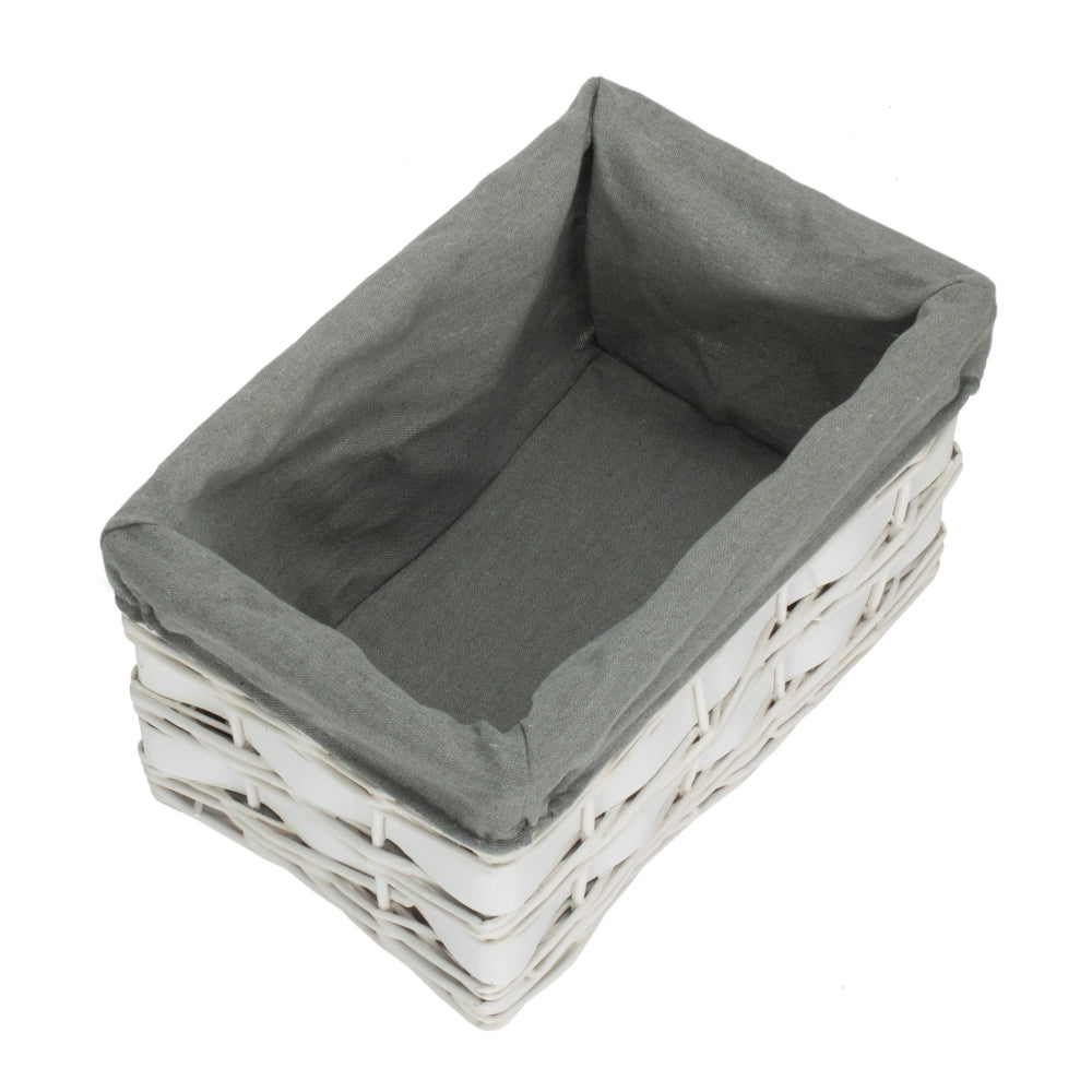Whitewash Grey Lined Scandi Storage Basket
