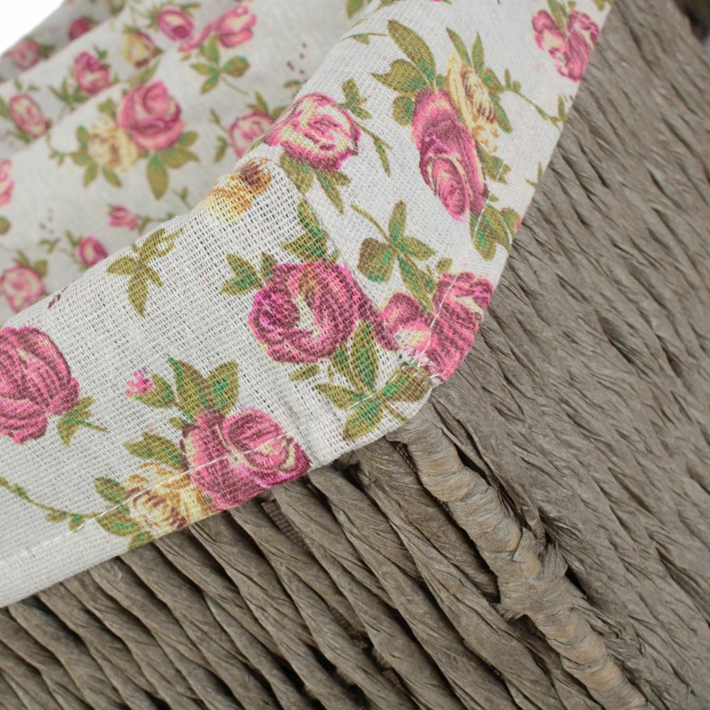 Garden Rose Paper Rope Storage Basket with Garden Rose Cotton Lining