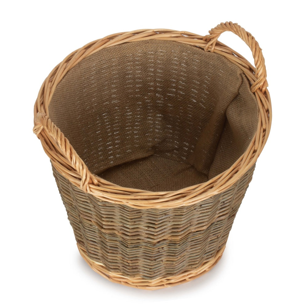 Small Unpeeled Hessian Lined Wicker Log Basket