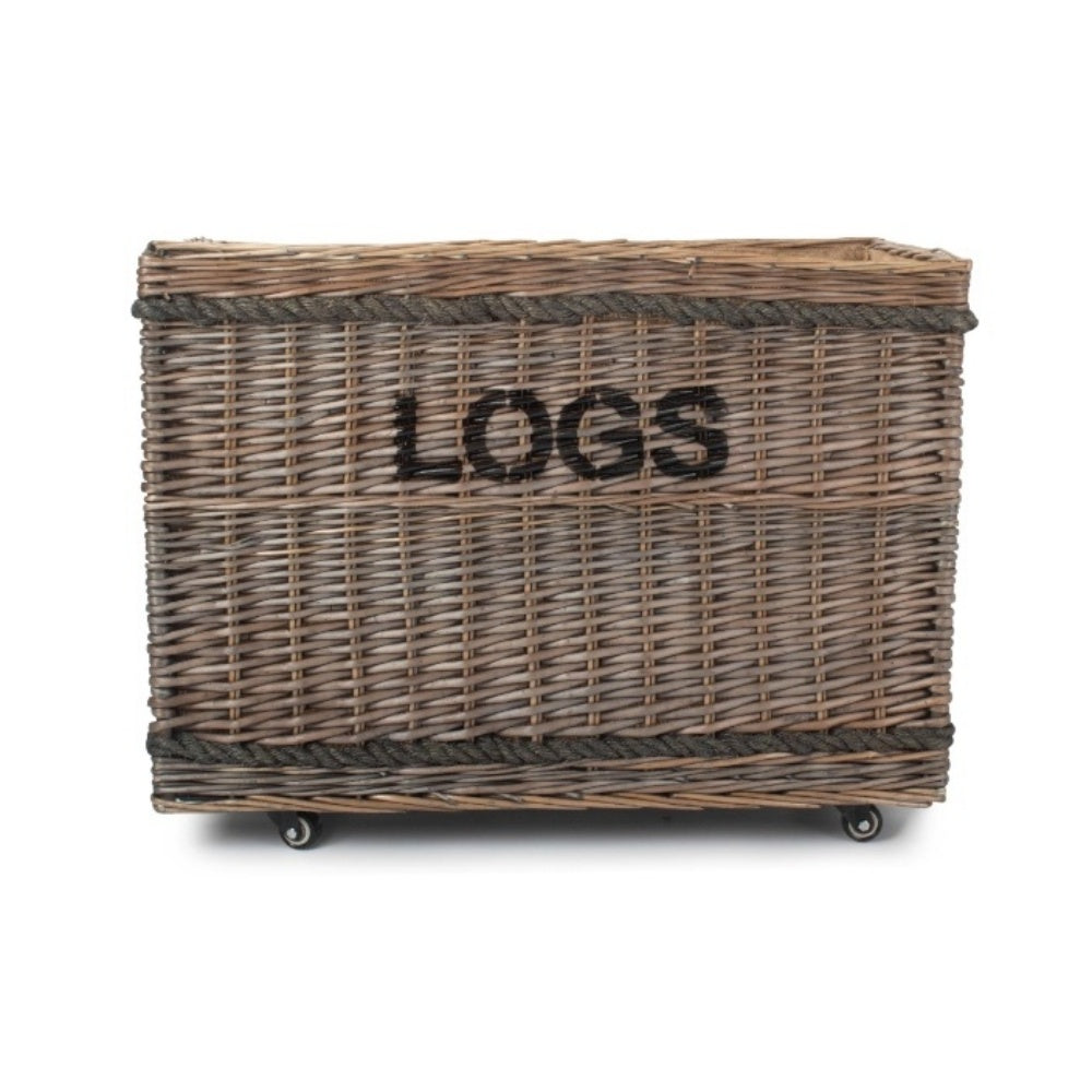 Jumbo Wicker Log Basket on Wheels