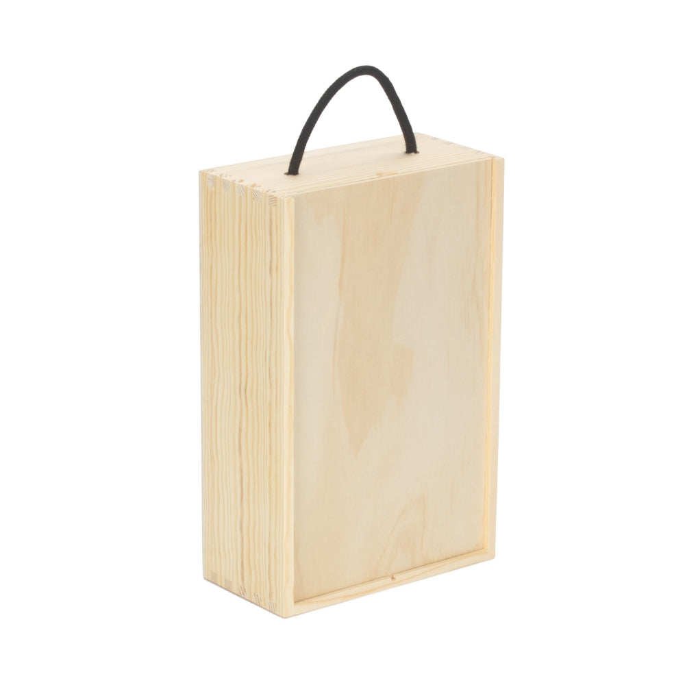 2 Beer Bottle Pinewood Carry Case with Solid Lid