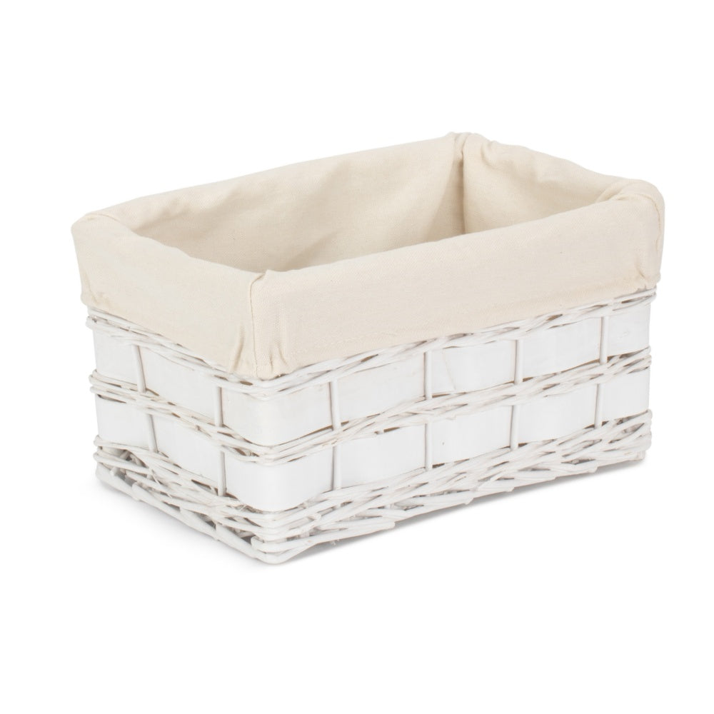 Whitewash Scandi Storage Basket With White Lining