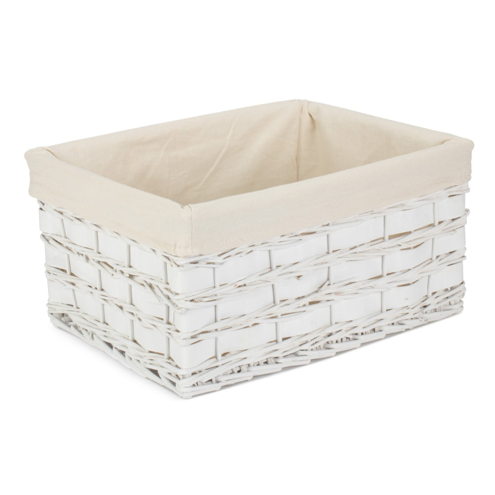 Whitewash Scandi Storage Basket With White Lining