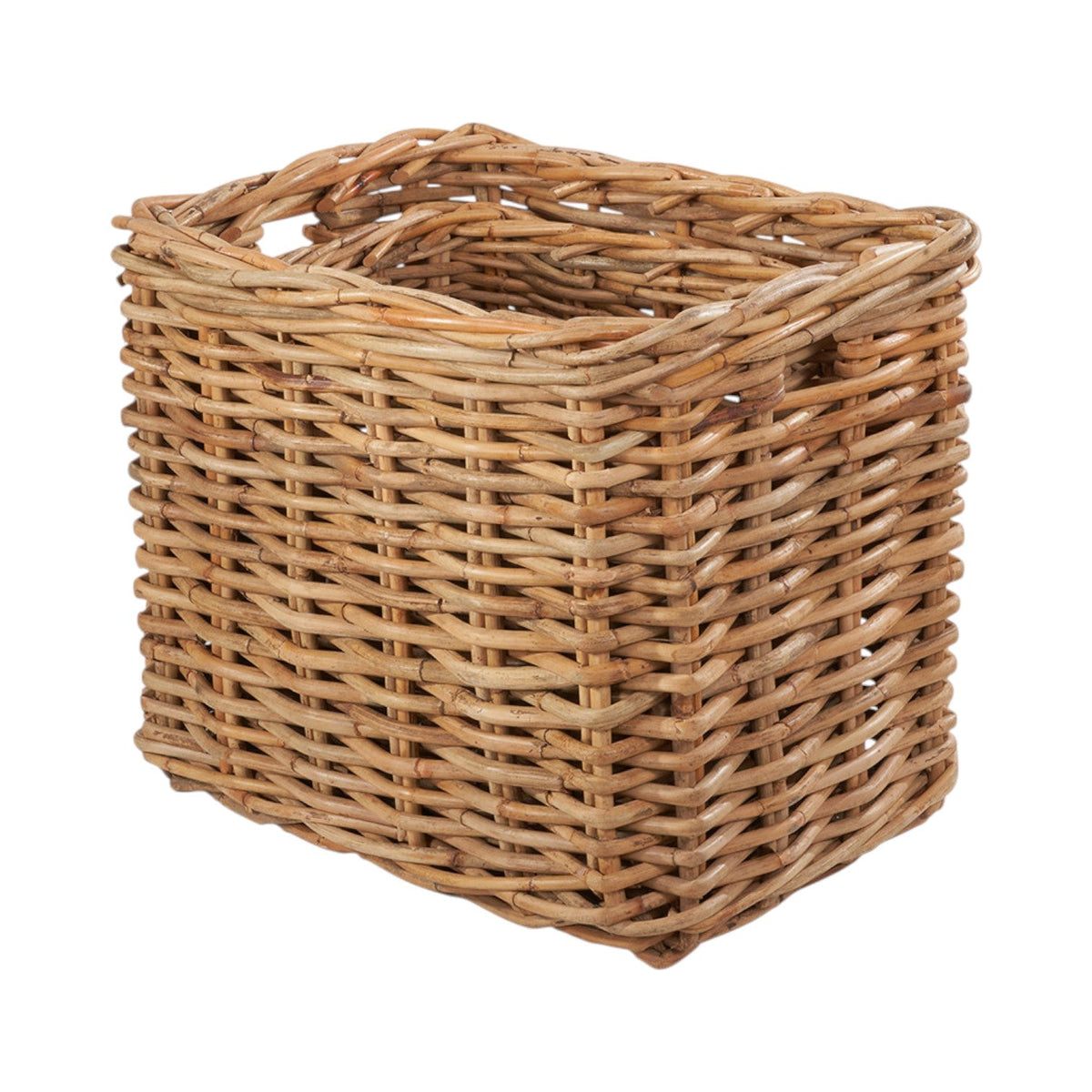Set of 2 Chunky Natural Rattan Rectangular Log Baskets