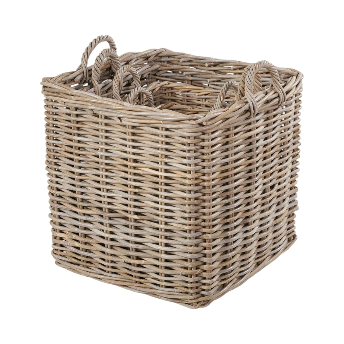 Set of 4 Grey Kubu Rattan Square Log Baskets
